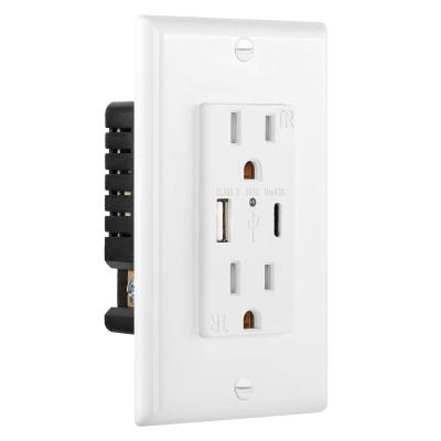 120V USB Wall Outlet White Tamper Resistant Receptacles USB And Type C