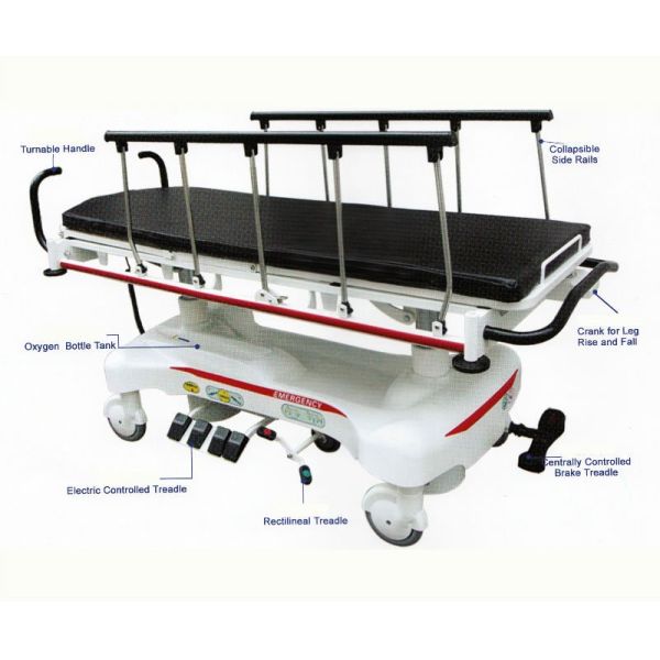 Electric Patient Stretcher Trolley With Rise And Fall System Adjustable Cart Medical Electric Bed (ALS-ST006)