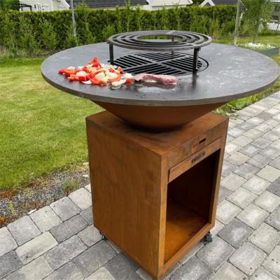 Fogo de aço Pit Barbecue Grill de Corten da tabela exterior ardente de madeira do ASSADO do metal