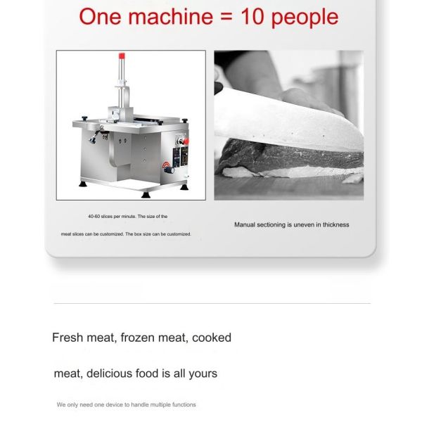 220V Automatic Efficiency Frozen Mutton Cutting Machine for Beef and Mutton Rolls