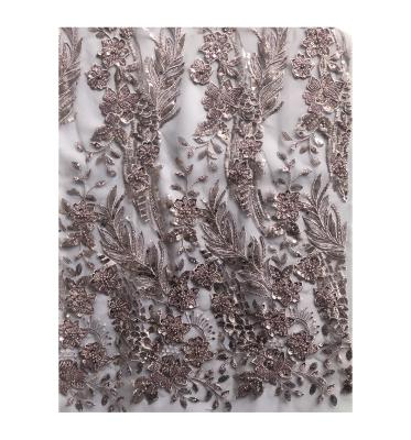 Easily Customizable Luxury 3D Flowers Beaded Embroidery Lace Fabric for Women's Clothing Dance  Dresses