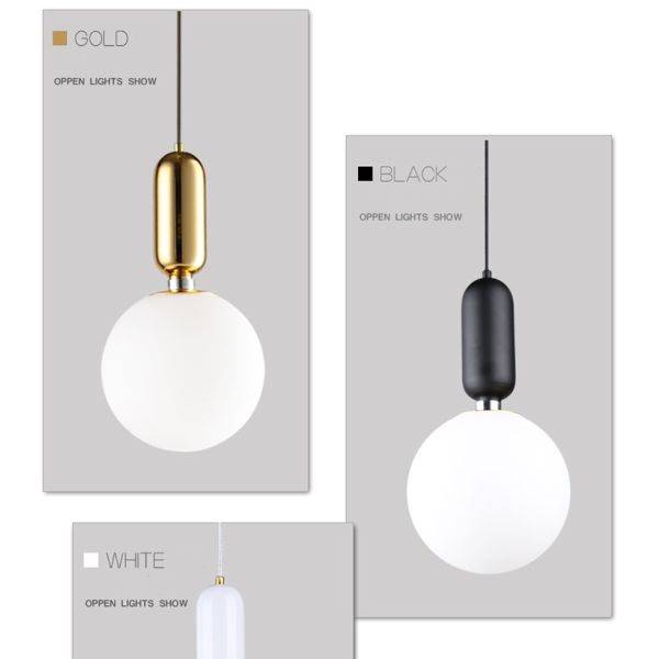 JYLIGHTING Suspension nordique Chambre Bureau Restaurant Bar Lampe Moderne Simple Créatif Personnalité Boule de verre Lustre
