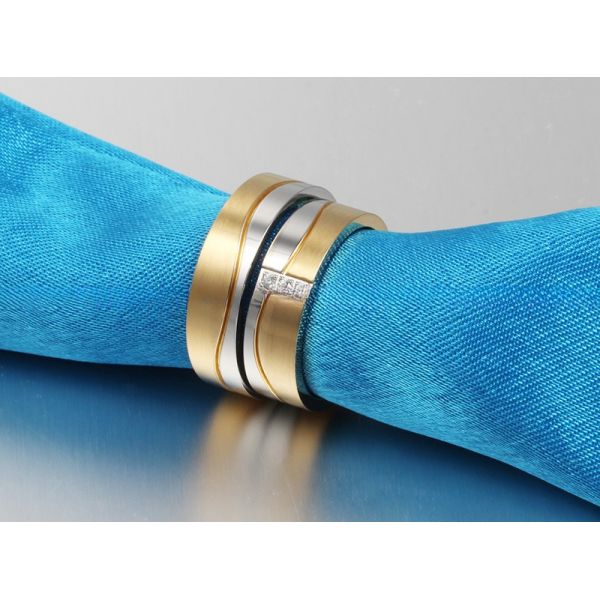 Anillos de compromiso de bodas de oro de 18K en acero inoxidable