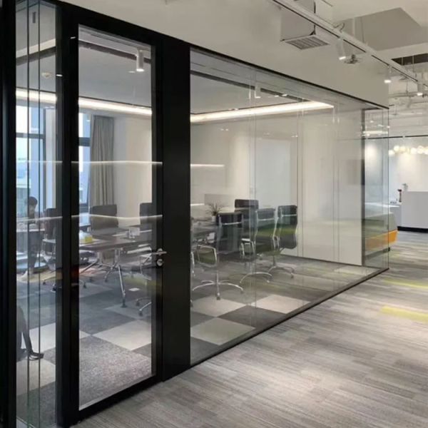 Алюминиевые перегородки офиса рамки черные стены офиса толщины 100мм стеклянные