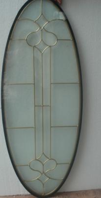 low price oval decorative glass panel with brass caming