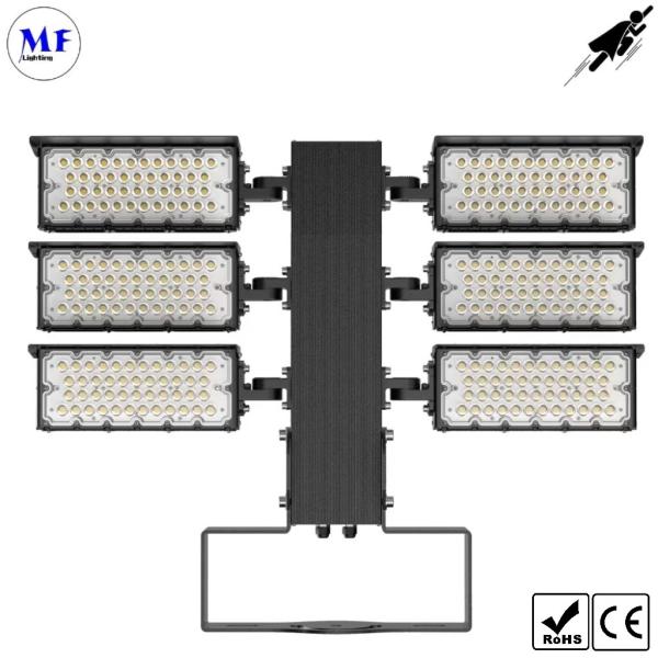 900W Various Beam Angle Aluminum Alloy Ik08 IP66  Stadium LED Flood Light Waterproof Dustproof 165lm/W Ra70 For Airport