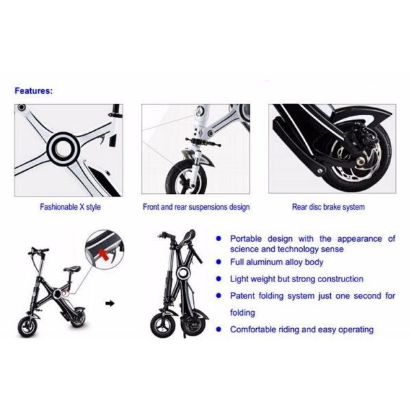 Adult Foldable Electric Scooter , folding electric bike with Pedal and Seat