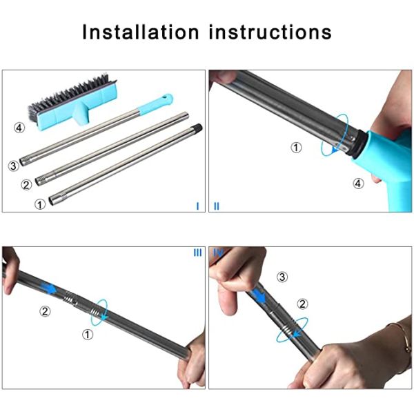 Stiff Bristle Floor Scrubber Brush With Squeegee Indoor Outdoor