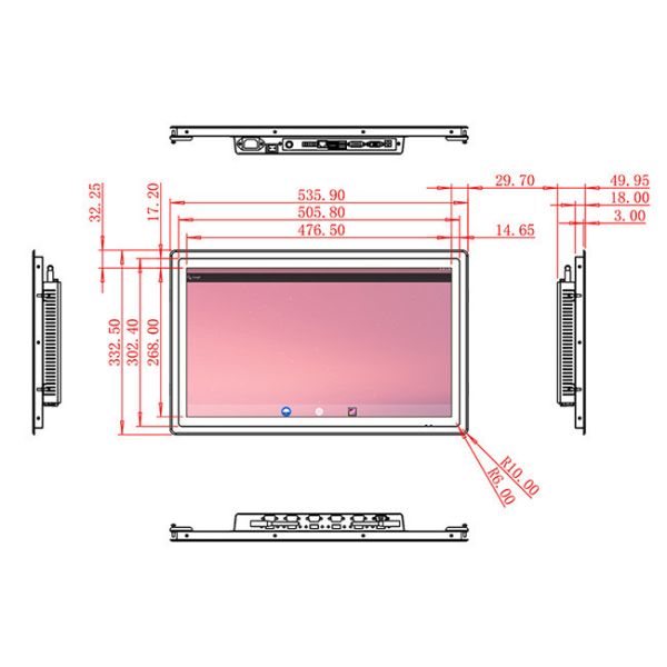 21.5-Inch panel mount monitor with stereo audio for advertisements and promotions