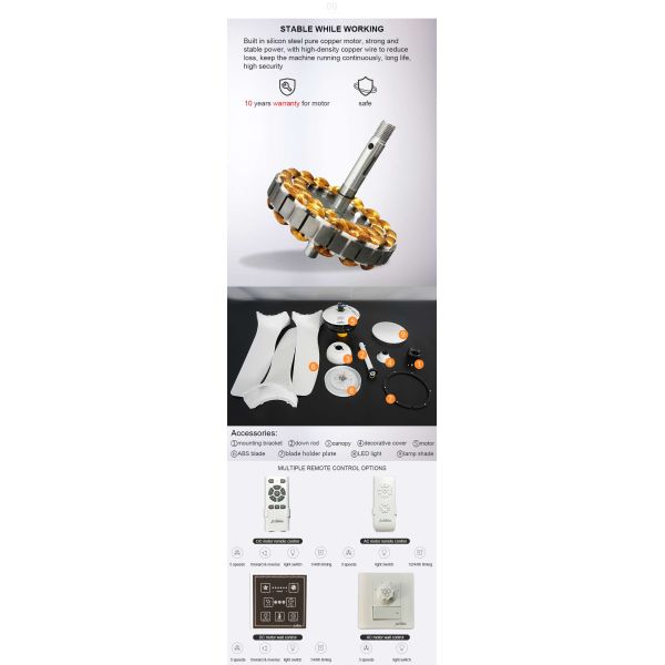 Fã fresco da iluminação de Smart da lâmina do fã de teto 3 do verão plástico do ODM do OEM