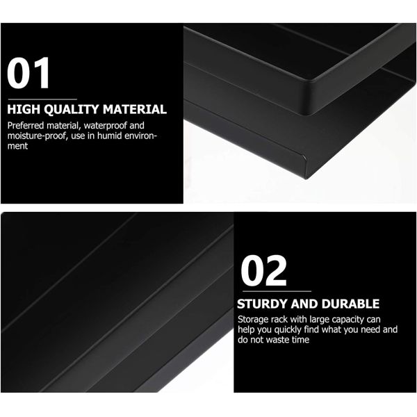 Rectangle Wall Mounted Kitchen Shelf With Matt Black Baking Paint Finish