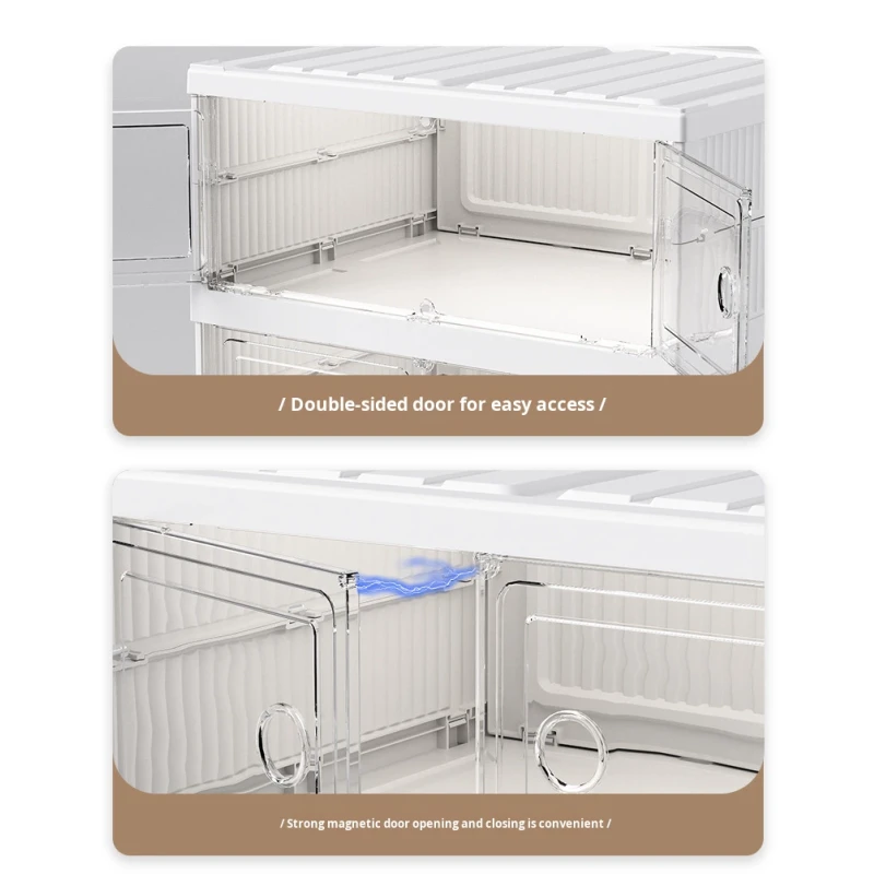 Wholesale No-Installation Required Foldable Transparent Plastic Shoe Storage Cabinet