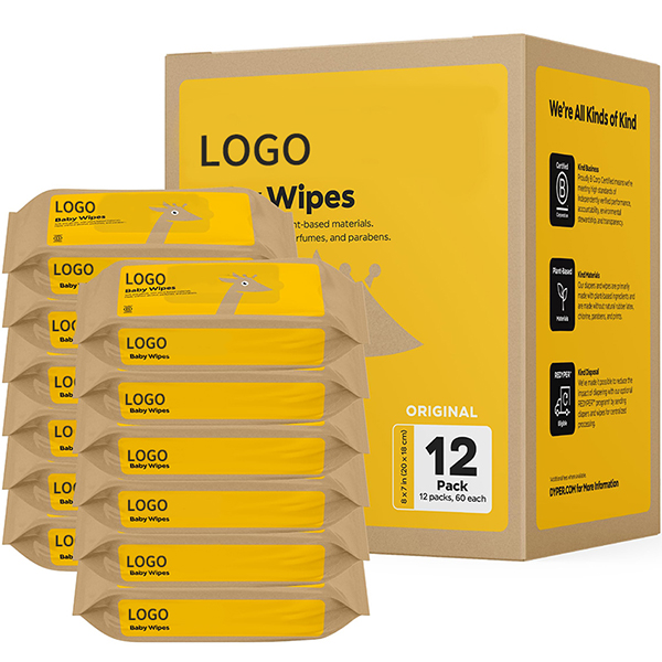 OEM Biodegradable Bamboo Wipes Fragrance Free Wet Wipes 18*20cm 60PCS