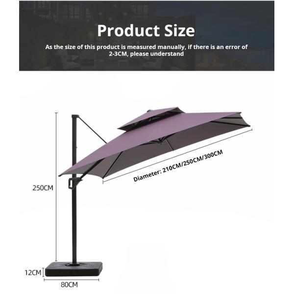 Aluminum Frame Heavy Duty Commercial Outdoor Umbrellas 2.5m Cantilever Parasol