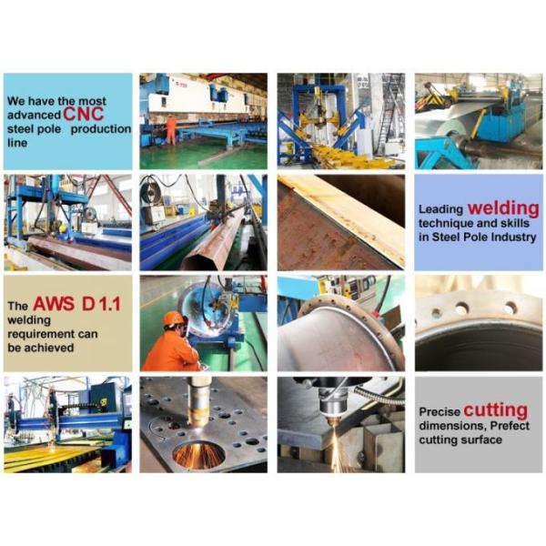 ASTM A 123 Steel Poles 10m 11.8m 13m 14m 20m 5-50KN For Construction
