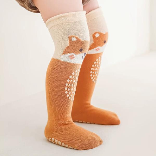 Cute Cartoon Pattern Custom Knee High Socks Cotton Non Slip Baby Stockings