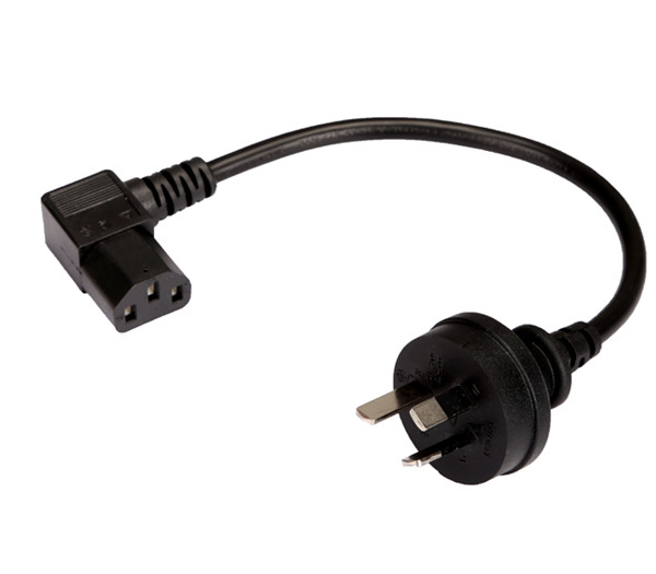 Short 1ft SAA Australia 3 pin male to IEC 320 C13 left angle power cord for projector
