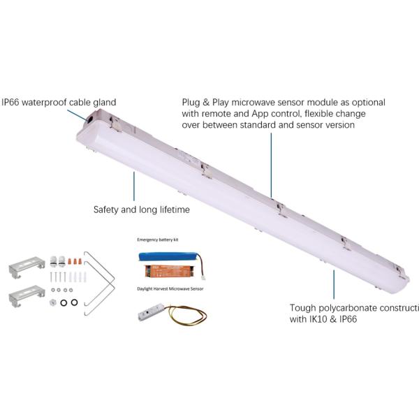IP66 IK10 LED Vapor Tight Light 2ft/4ft/5ft/8ft Industrial LED Tri Proof Light for Warehouse