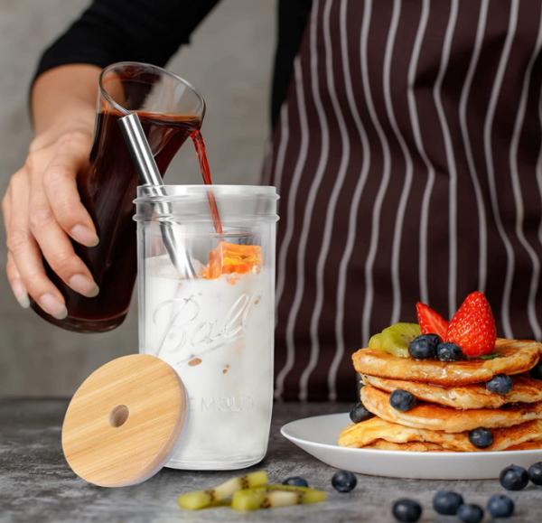 copos largos reusáveis dos vidros bebendo do frasco de Mason Mouth Smoothie Cups Mason dos copos de chá da bolha 500ml