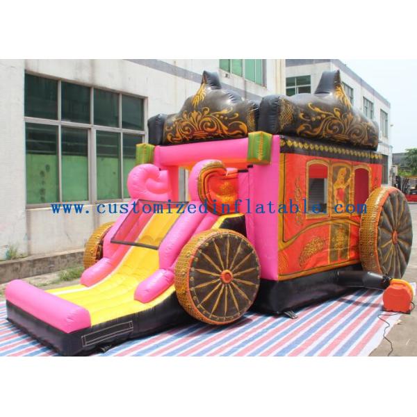 Giant Outdoor Car Inflatable Princess Bouncy Castle With Slide For Children Toys