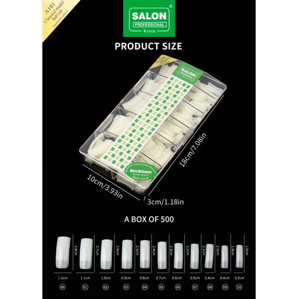 A101 Natural Color Full Cover False Nails Tips for Professional French Manicure Style