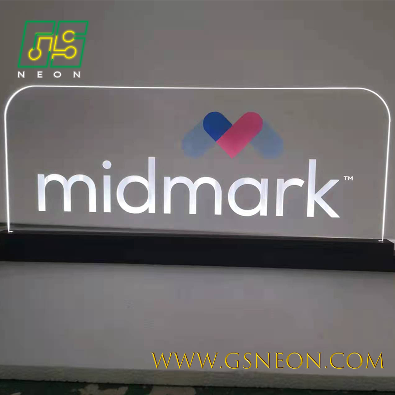 Plexiglass LED Night Light Table Stand LED Edge Lit Acrylic Sign For Office Shop