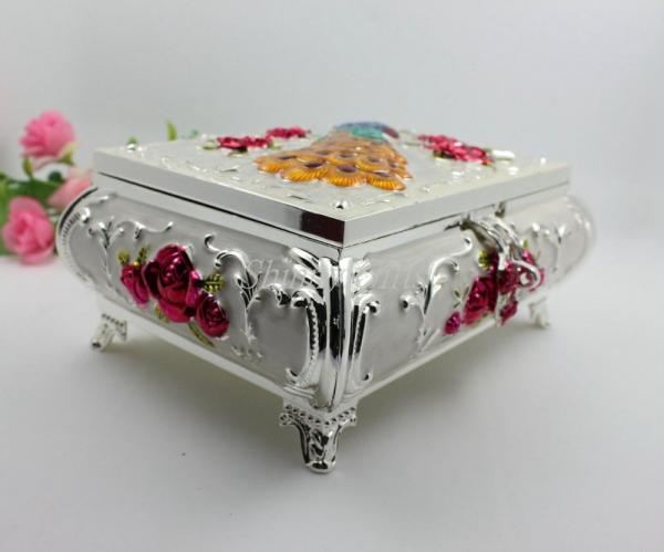 Shinny Gifts Metal Jewelry Box Earring Storage Box for Wedding Gifts&Desktop Decoration