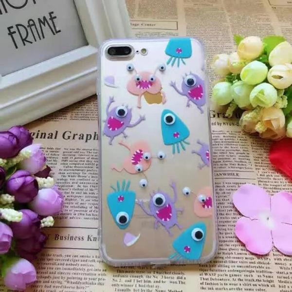 Acrylic Cartoon Moving Eyes Back Cover Cell Phone Case For iPhone 7 6s Plus 5s