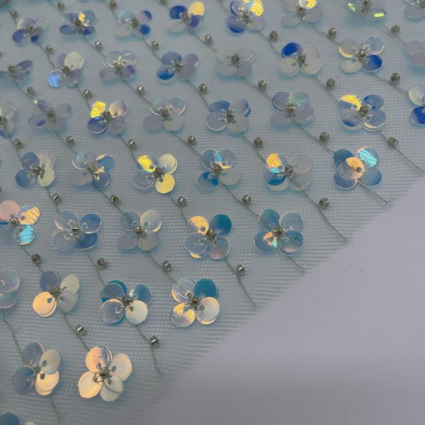 Various Colors Available Sequins Embroidered Cloth with Embroidery Fabric M13-018