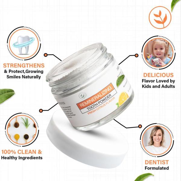 Citrus Hydroxyapatite Remineralizing Tooth Powder Fluoride Free for Kids And Adults