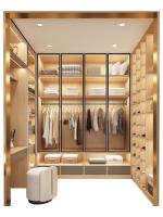 OEM porta deslizante Modern Walk In Wardrobe Solutions Estilo Walnut