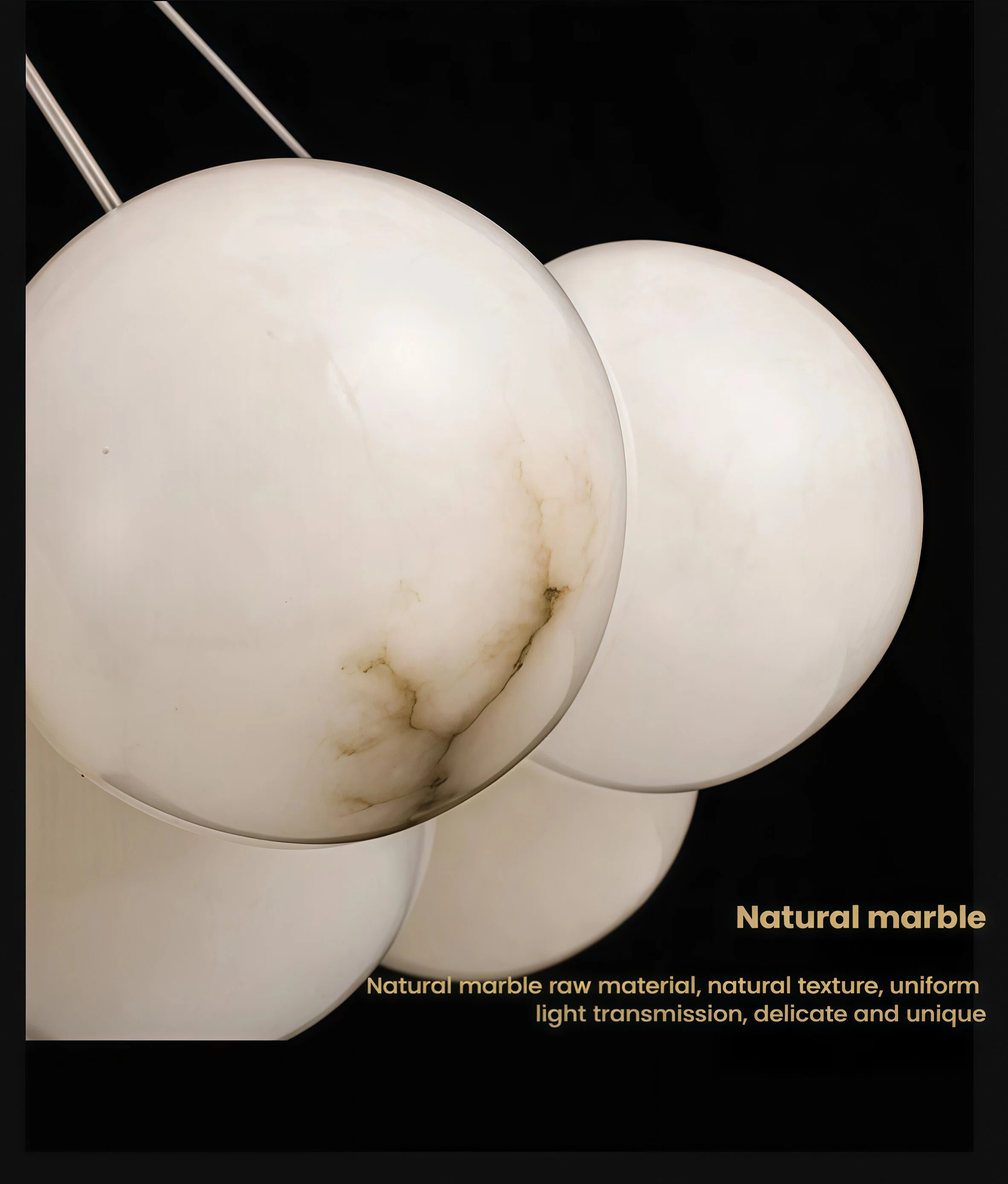 JYLIGHTING Modern 19-Light Alabaster & Brass Cluster Chandelier, Globe Pendant Light for Living Room & Foyer