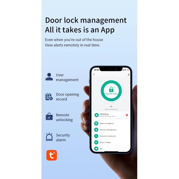 Qleung S819-2Max Smart Door Lock With Card Key Code Fingerprint Recognition Video Calling For Home Apartment For Wooden Door