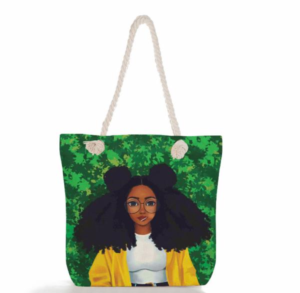 Mulher Africano-Americana Mulher Ombro Negra Menina Mágica Top Manuseio Bolsa de Bolso Bolsa de Bolso para compras