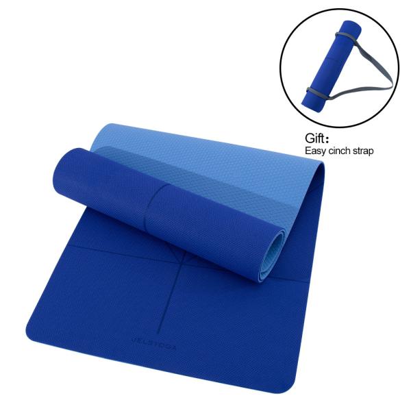 Blue Color Durable 6mm Yoga Mat / Unique Design Toxic Free Yoga Mat
