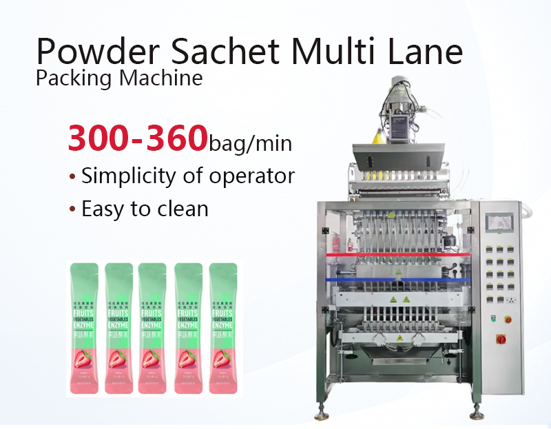 Powder Sachet Multi Lane Packing Machine Pneumatic SUS316L Contact Parts