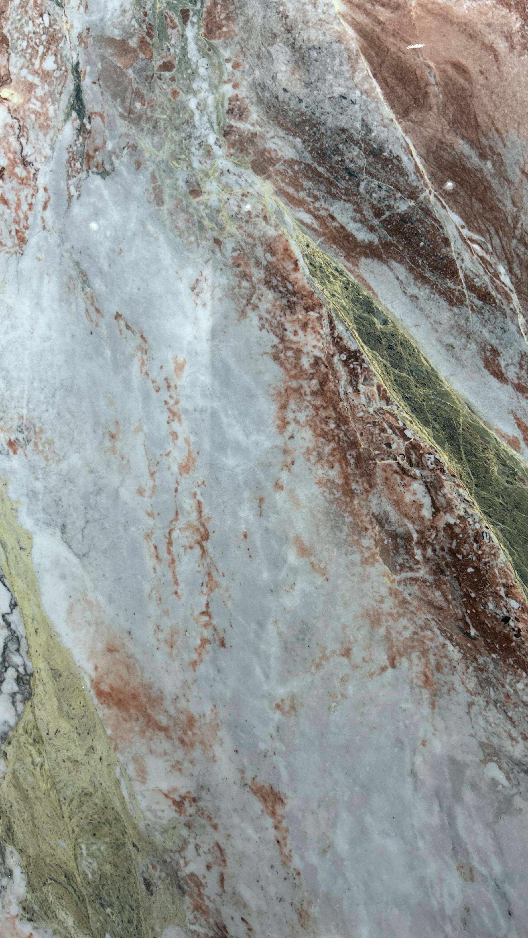 Firebrick and Stain-resistant Pink and Green 800x3600x12mm Polished Sintered Stone Slab for Background and Office