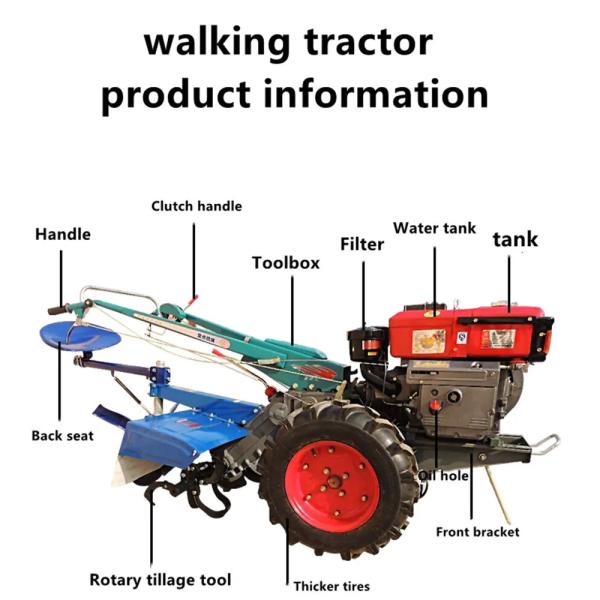Walking Agricultural Farm Machinery 2 Wheels Farm Hand Tractor