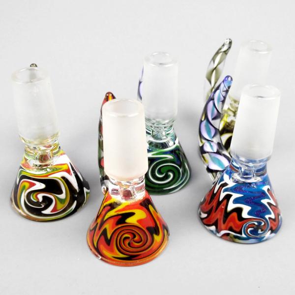 Thick Glass Bongs Accessories Glass Slides With Handle Bowl Funnel Male Hourglass