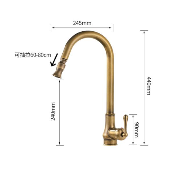 antique brass OEM Bronze CE Retro Bathroom Pull out Sink Faucets