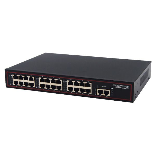 24 Port Full Gigabit PoE Ethernet Switch High Density Desktop PoE Switch 2 Uplink RJ45