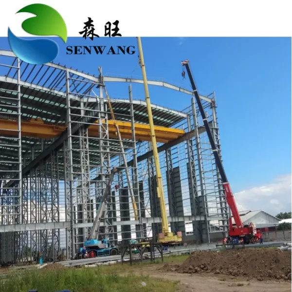 Industrial design style steel frame warehouse utilizing circular steel tube tie rod designed for support and industrial storage