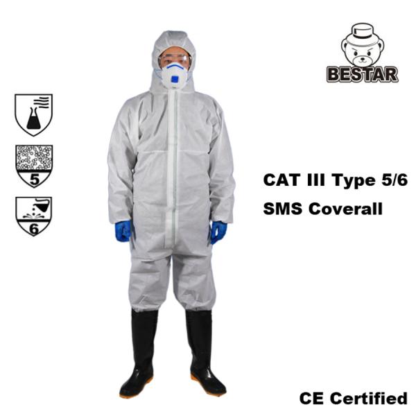 Disposable Non Woven Medical Coverall Suit Hospital Coveralls Type 5/6