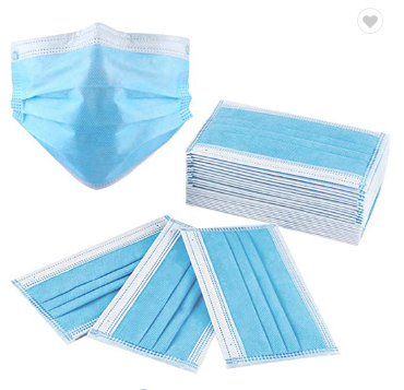 Wholesale Blue 3 ply Earloop Disposable Face Non Woven Fabric Face Mask , Fiberglass Free Disposable Breathing Mask