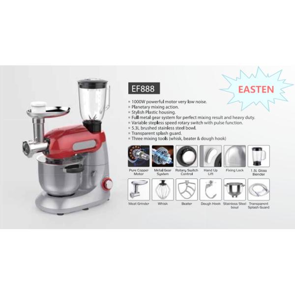 Easten Kitchen Plastic Stand Food Mixer EF888/ 1000W Electric Dough Cake Stand Mixer With Meat Grinder
