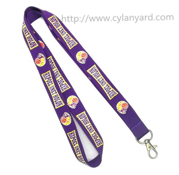 Simple cheap printed neck strap lanyards with metal olive shaped snap hook, China factory,