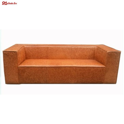 Cube Sectional Vegan Leather Sofa Tanning For Living Room