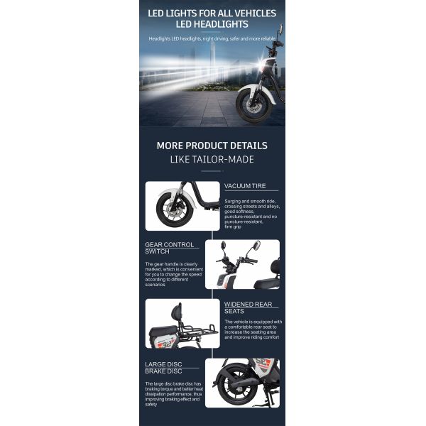 1200W Battery Operated Electric Moped Bicycle Ebike Motorcycle OEM ODM