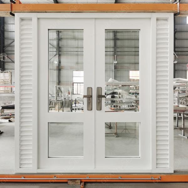 USA American Modern Design Storefront Front Glaze White Swing Entry Commercial Kfc Chicken Aluminium Door