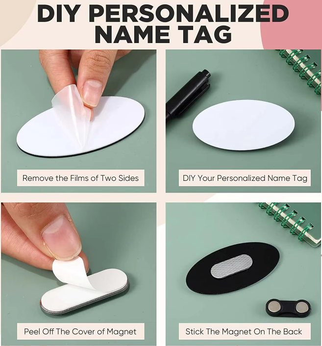 Custom Brushed Surface ABS Plastic Name Badge Blank or Printed Tag Label With Magnet Back